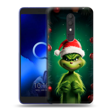 Силиконовый чехол на Alcatel 1X (2019) с принтом Гринч Новый год Рождество