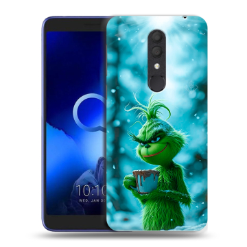 Силиконовый чехол на Alcatel 1X (2019) с принтом Новый год гринч