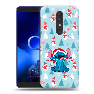 Силиконовый чехол на Alcatel 1X (2019) с принтом Стич Новый год Силиконовый чехол на Alcatel 1X (2019) с принтом Стич Новый год