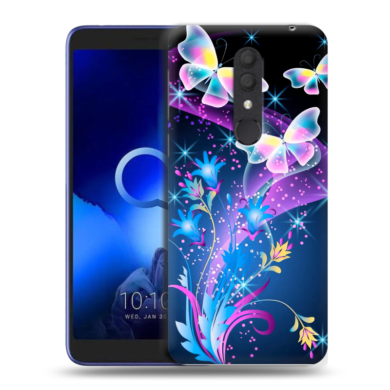 Силиконовый чехол на Alcatel 1X (2019) с принтом Бабочки Силиконовый чехол на Alcatel 1X (2019) с принтом Бабочки