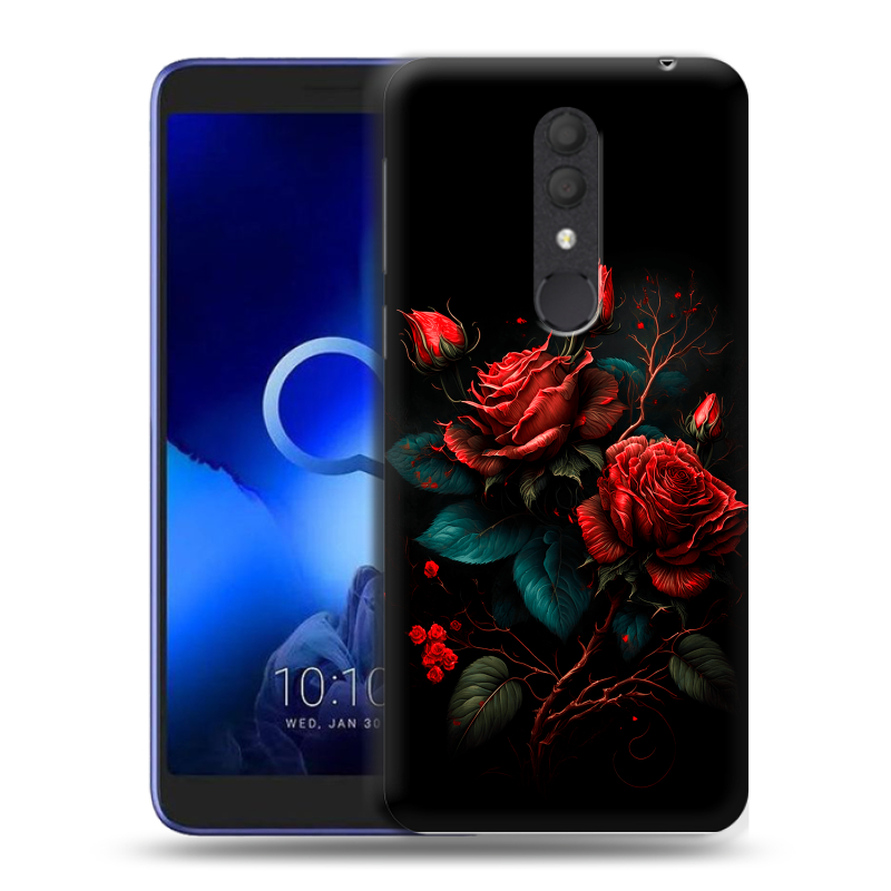 Силиконовый чехол на Alcatel 1X (2019) с принтом Розы красные Силиконовый чехол на Alcatel 1X (2019) с принтом Розы красные
