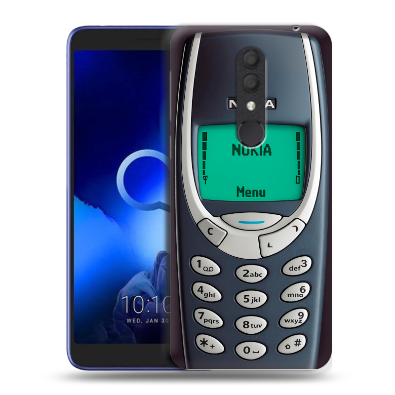 Силиконовый чехол на Alcatel 1X (2019) с принтом Старый телефон Силиконовый чехол на Alcatel 1X (2019) с принтом Старый телефон