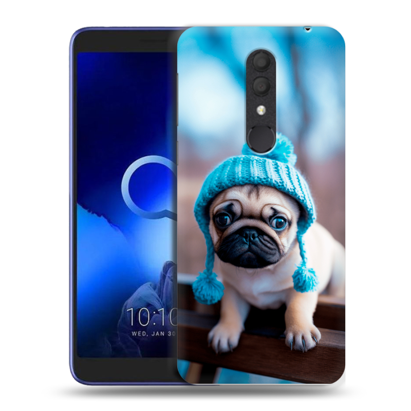 Силиконовый чехол на Alcatel 1X (2019) с принтом Мопс в шапке Силиконовый чехол на Alcatel 1X (2019) с принтом Мопс в шапке