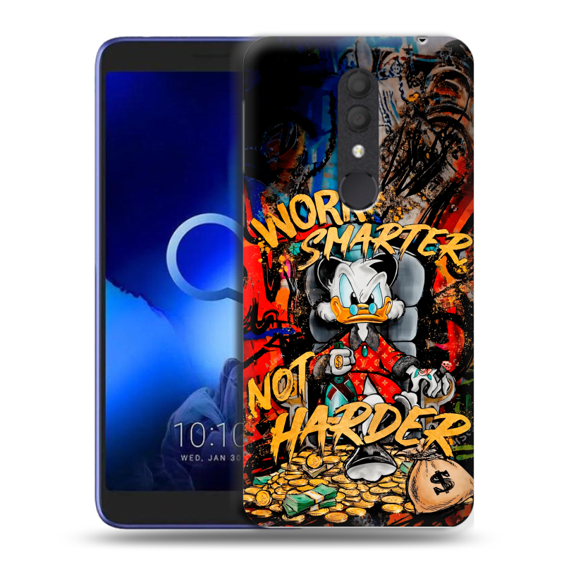 Силиконовый чехол на Alcatel 1X (2019) с принтом Дональд Дак Деньги Силиконовый чехол на Alcatel 1X (2019) с принтом Дональд Дак Деньги
