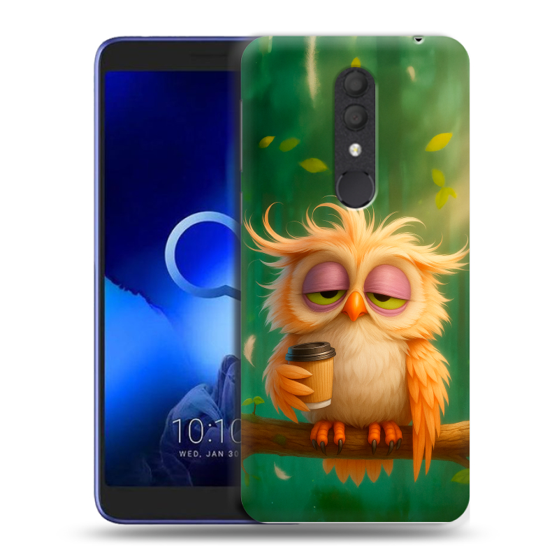 Силиконовый чехол на Alcatel 1X (2019) с принтом сова Силиконовый чехол на Alcatel 1X (2019) с принтом сова