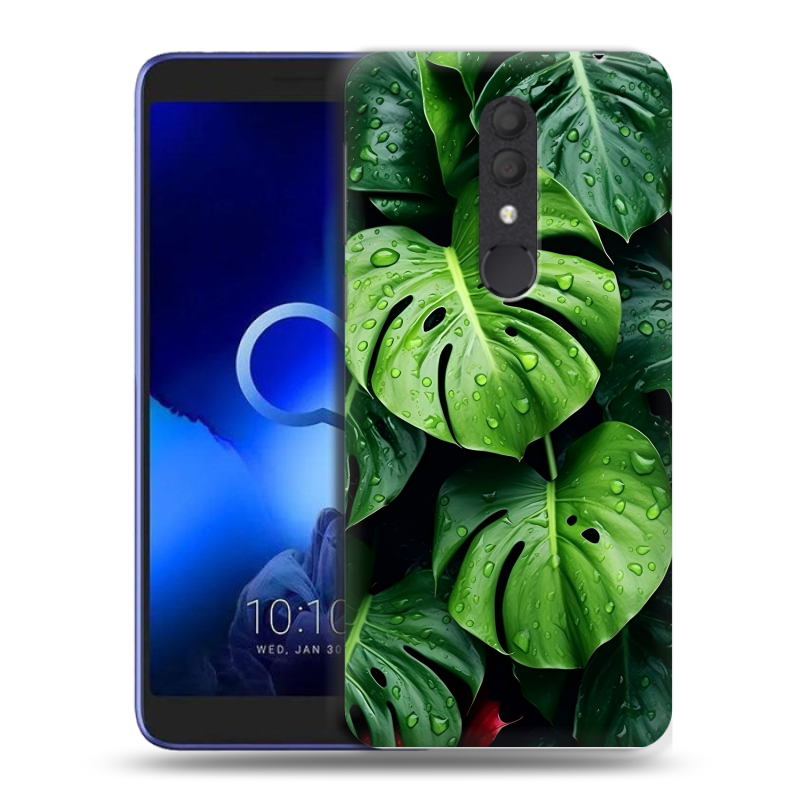 Силиконовый чехол на Alcatel 1X (2019) с принтом Листья Силиконовый чехол на Alcatel 1X (2019) с принтом Листья