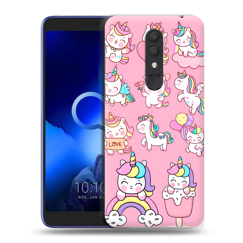 Силиконовый чехол на Alcatel 1X (2019) с принтом Единороги и радуга Силиконовый чехол на Alcatel 1X (2019) с принтом Единороги и радуга