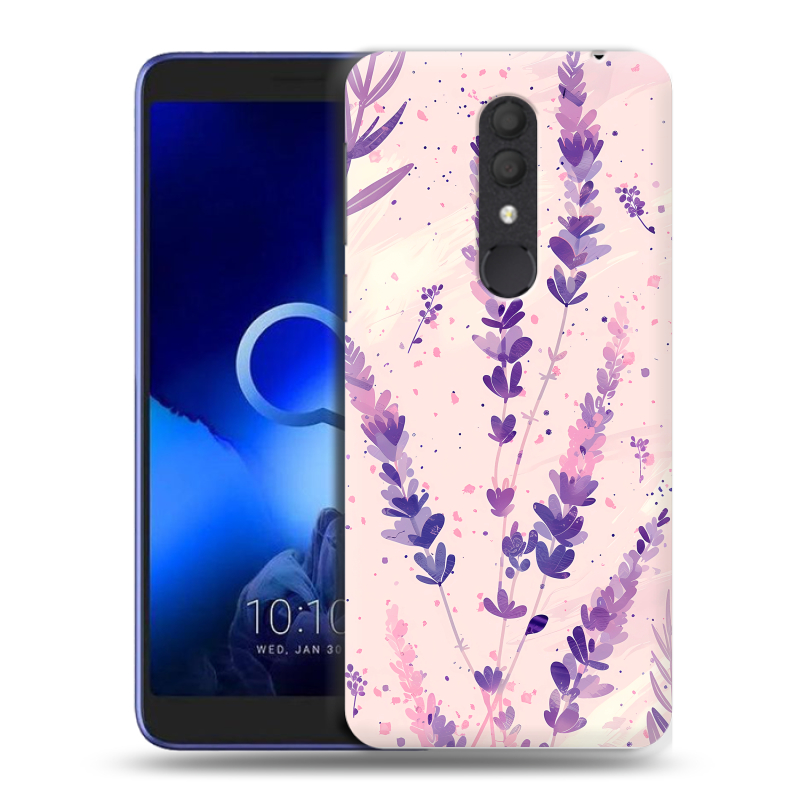 Силиконовый чехол на Alcatel 1X (2019) с принтом цветы лаванда Силиконовый чехол на Alcatel 1X (2019) с принтом цветы лаванда