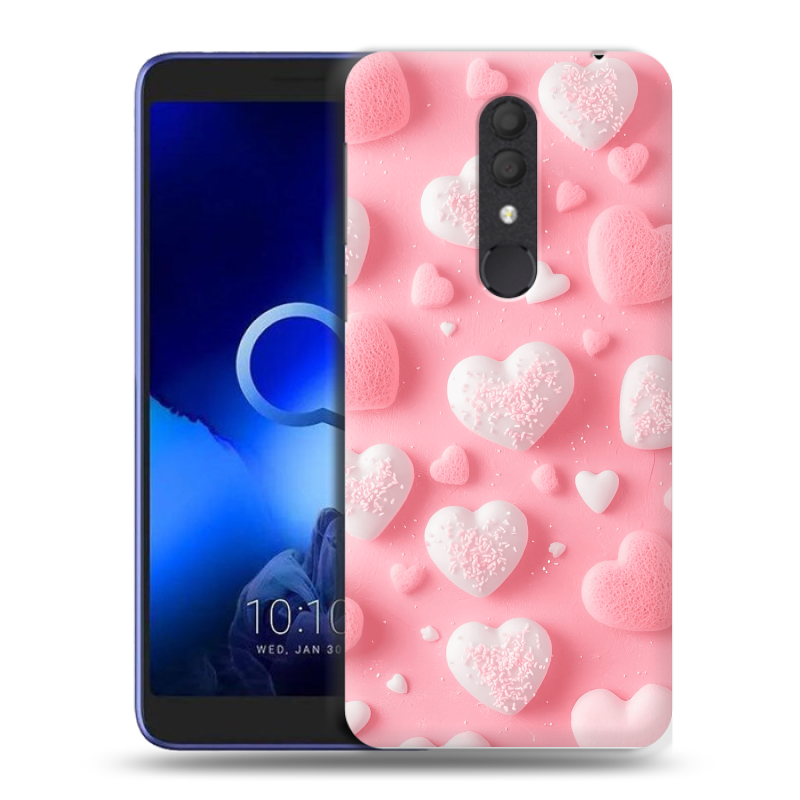 Силиконовый чехол на Alcatel 1X (2019) с принтом Сердечки Силиконовый чехол на Alcatel 1X (2019) с принтом Сердечки