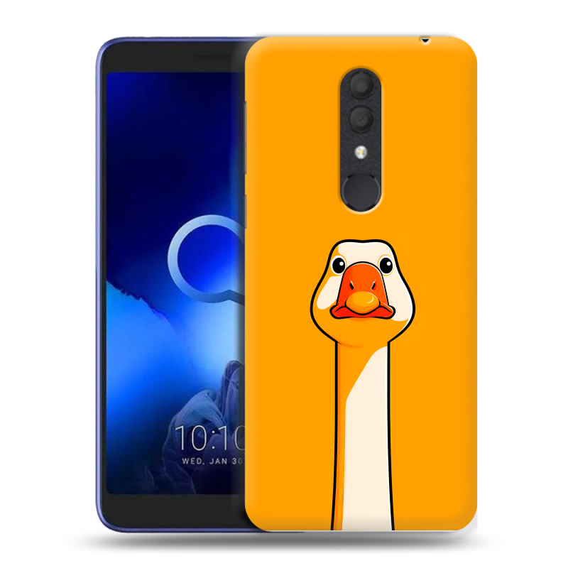 Силиконовый чехол на Alcatel 1X (2019) с принтом Смешная утка Силиконовый чехол на Alcatel 1X (2019) с принтом Смешная утка