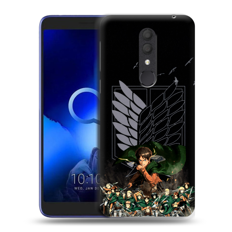 Силиконовый чехол на Alcatel 1X (2019) с принтом Атака титанов Силиконовый чехол на Alcatel 1X (2019) с принтом Атака титанов
