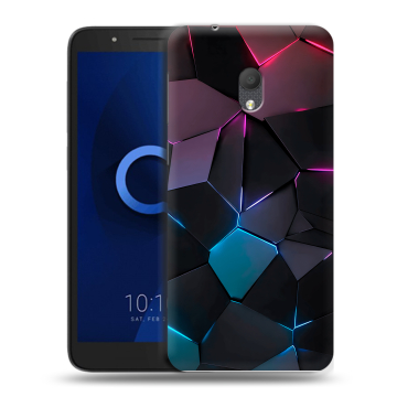 Силиконовый чехол на Alcatel 1C (2019) с принтом Геометрия неона