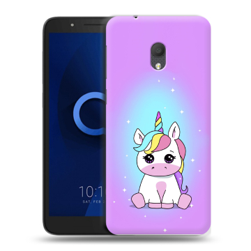 Силиконовый чехол на Alcatel 1C (2019) с принтом Единорог