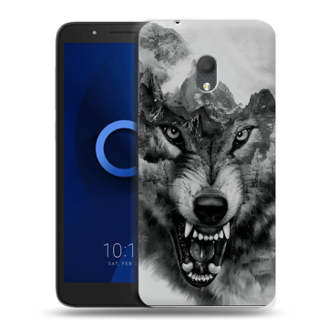 Силиконовый чехол на Alcatel 1C (2019) с принтом Волк