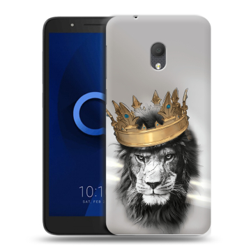 Силиконовый чехол на Alcatel 1C (2019) с принтом Лев с короной