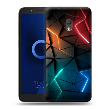 Силиконовый чехол на Alcatel 1C (2019) с принтом Абстракция неон