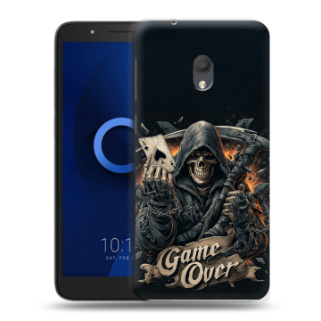 Силиконовый чехол на Alcatel 1C (2019) с принтом Скелет карты