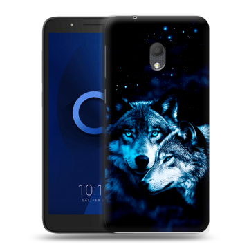 Силиконовый чехол на Alcatel 1C (2019) с принтом Волки