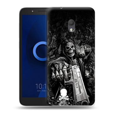 Силиконовый чехол на Alcatel 1C (2019) с принтом Скелет
