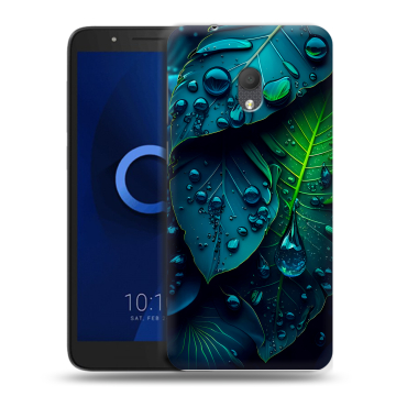 Силиконовый чехол на Alcatel 1C (2019) с принтом Листья