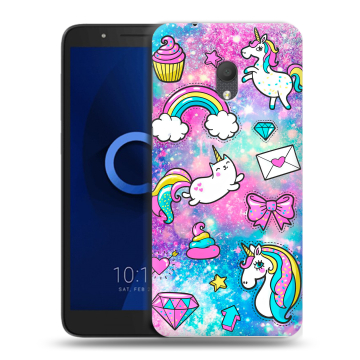 Силиконовый чехол на Alcatel 1C (2019) с принтом Единороги Силиконовый чехол на Alcatel 1C (2019) с принтом Единороги