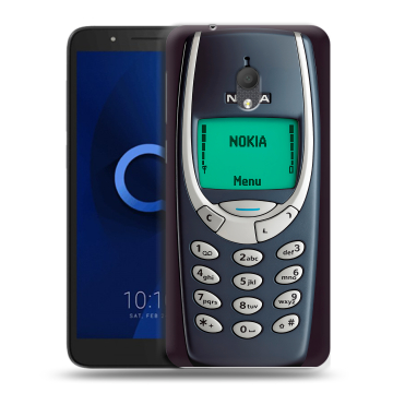 Силиконовый чехол на Alcatel 1C (2019) с принтом Старый телефон Силиконовый чехол на Alcatel 1C (2019) с принтом Старый телефон