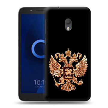 Силиконовый чехол на Alcatel 1C (2019) с принтом Герб России золотой Силиконовый чехол на Alcatel 1C (2019) с принтом Герб России золотой