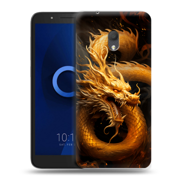 Силиконовый чехол на Alcatel 1C (2019) с принтом Золотой дракон Силиконовый чехол на Alcatel 1C (2019) с принтом Золотой дракон