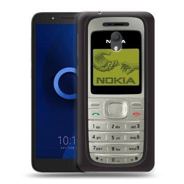 Силиконовый чехол на Alcatel 1C (2019) с принтом Ретро Нокия Силиконовый чехол на Alcatel 1C (2019) с принтом Ретро Нокия