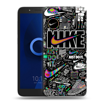 Силиконовый чехол на Alcatel 1C (2019) с принтом Найк Силиконовый чехол на Alcatel 1C (2019) с принтом Найк