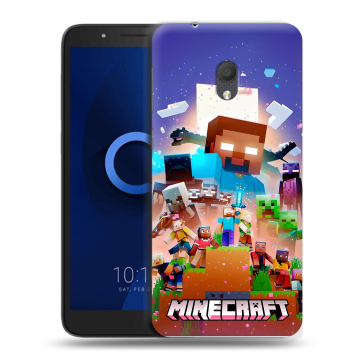 Силиконовый чехол на Alcatel 1C (2019) с принтом Майнкрафт Minecraft Силиконовый чехол на Alcatel 1C (2019) с принтом Майнкрафт Minecraft