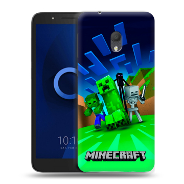 Силиконовый чехол на Alcatel 1C (2019) с принтом Майнкрафт Силиконовый чехол на Alcatel 1C (2019) с принтом Майнкрафт