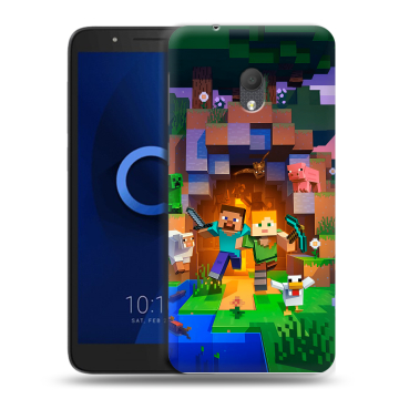 Силиконовый чехол на Alcatel 1C (2019) с принтом Майнкрафт Minecraft Силиконовый чехол на Alcatel 1C (2019) с принтом Майнкрафт Minecraft