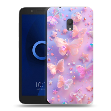 Силиконовый чехол на Alcatel 1C (2019) с принтом Бабочки Силиконовый чехол на Alcatel 1C (2019) с принтом Бабочки