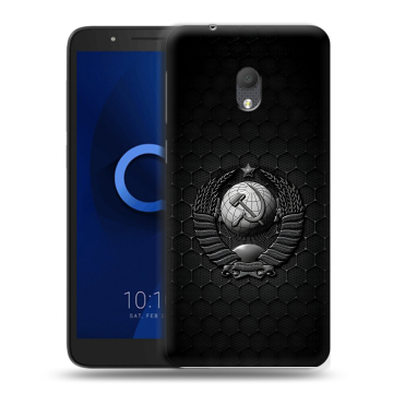 Силиконовый чехол на Alcatel 1C (2019) с принтом Герб Флаг СССР Силиконовый чехол на Alcatel 1C (2019) с принтом Герб Флаг СССР