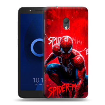 Силиконовый чехол на Alcatel 1C (2019) с принтом Spiderman Человек паук Силиконовый чехол на Alcatel 1C (2019) с принтом Spiderman Человек паук