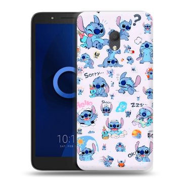Силиконовый чехол на Alcatel 1C (2019) с принтом Лило и Стич Силиконовый чехол на Alcatel 1C (2019) с принтом Лило и Стич