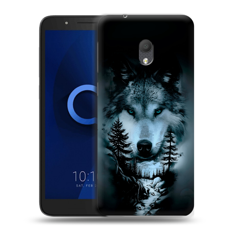 Силиконовый чехол на Alcatel 1C (2019) с принтом Лесной волк Силиконовый чехол на Alcatel 1C (2019) с принтом Лесной волк