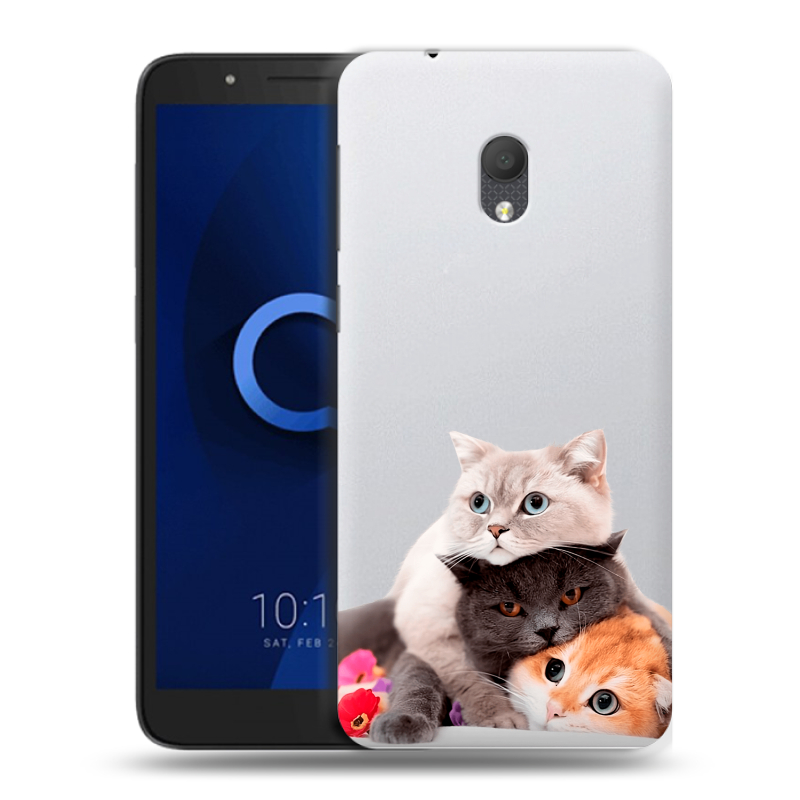Силиконовый чехол на Alcatel 1C (2019) с принтом Кошки Силиконовый чехол на Alcatel 1C (2019) с принтом Кошки