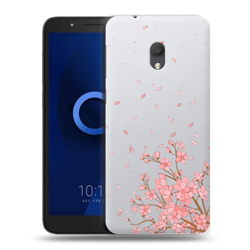 Силиконовый чехол на Alcatel 1C (2019) с принтом Ветка сакуры Силиконовый чехол на Alcatel 1C (2019) с принтом Ветка сакуры
