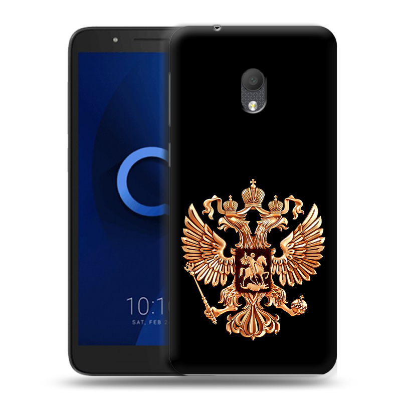 Силиконовый чехол на Alcatel 1C (2019) с принтом Герб России золотой Силиконовый чехол на Alcatel 1C (2019) с принтом Герб России золотой