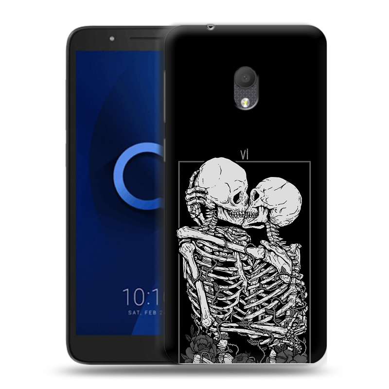 Силиконовый чехол на Alcatel 1C (2019) с принтом Поцелуй скелетов Силиконовый чехол на Alcatel 1C (2019) с принтом Поцелуй скелетов