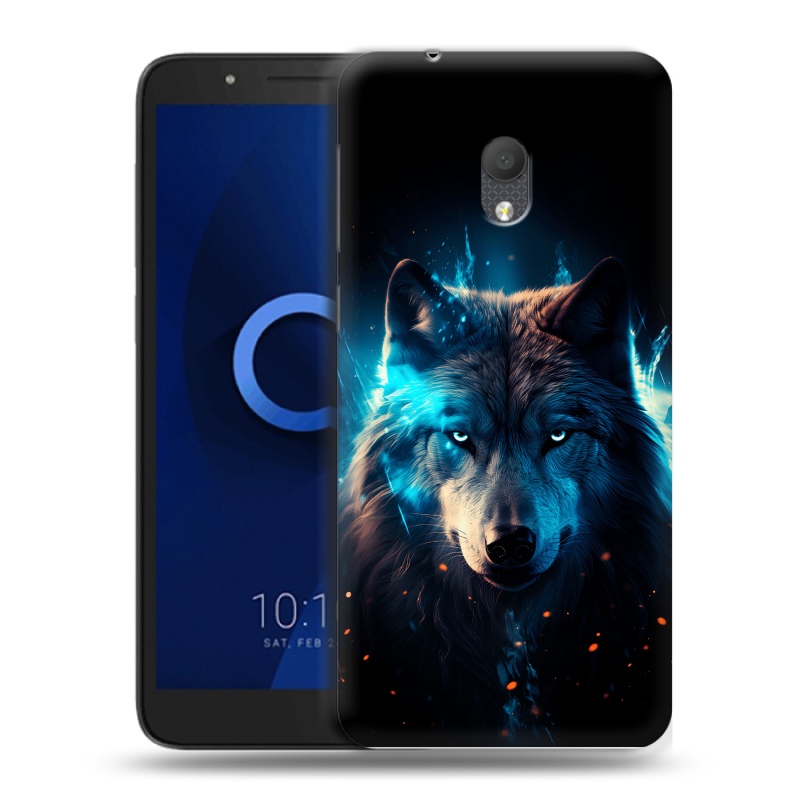 Силиконовый чехол на Alcatel 1C (2019) с принтом Волк ночной Силиконовый чехол на Alcatel 1C (2019) с принтом Волк ночной