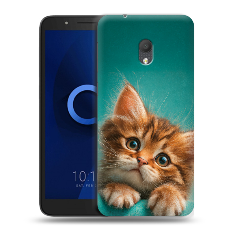 Силиконовый чехол на Alcatel 1C (2019) с принтом котенок Силиконовый чехол на Alcatel 1C (2019) с принтом котенок