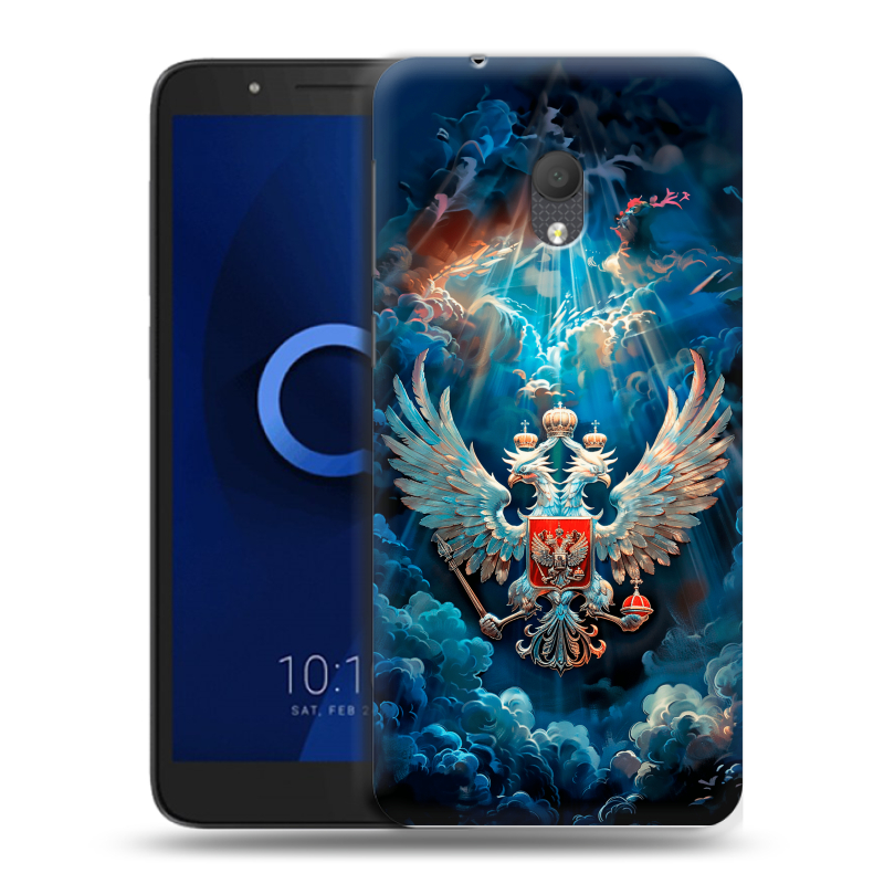 Силиконовый чехол на Alcatel 1C (2019) с принтом Герб флаг России Силиконовый чехол на Alcatel 1C (2019) с принтом Герб флаг России