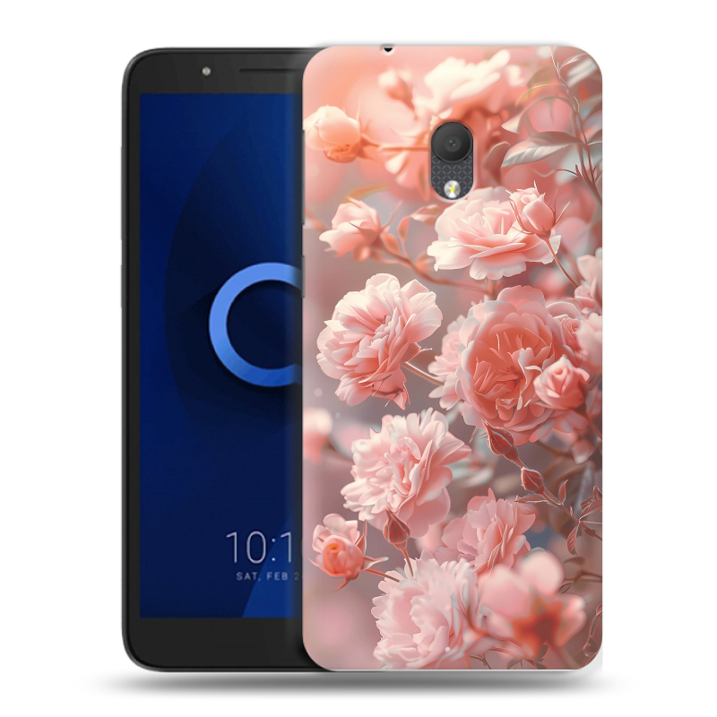 Силиконовый чехол на Alcatel 1C (2019) с принтом Розовые розы Силиконовый чехол на Alcatel 1C (2019) с принтом Розовые розы