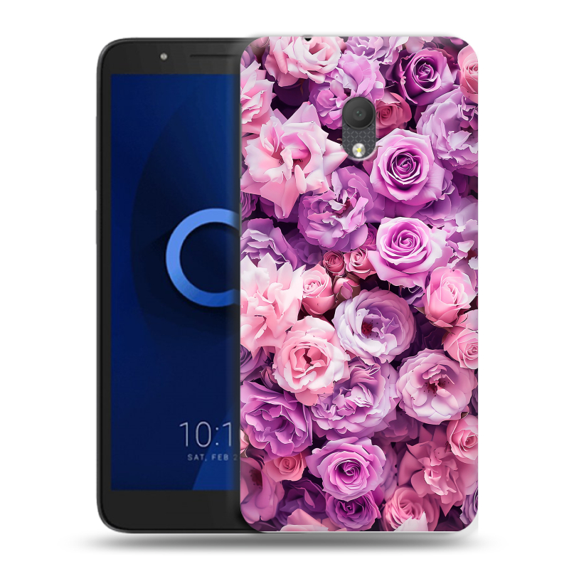 Силиконовый чехол на Alcatel 1C (2019) с принтом лавандовые розы Силиконовый чехол на Alcatel 1C (2019) с принтом лавандовые розы