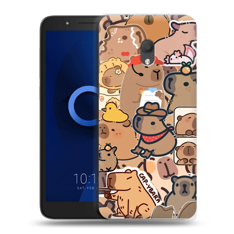 Силиконовый чехол на Alcatel 1C (2019) с принтом капибара Силиконовый чехол на Alcatel 1C (2019) с принтом капибара