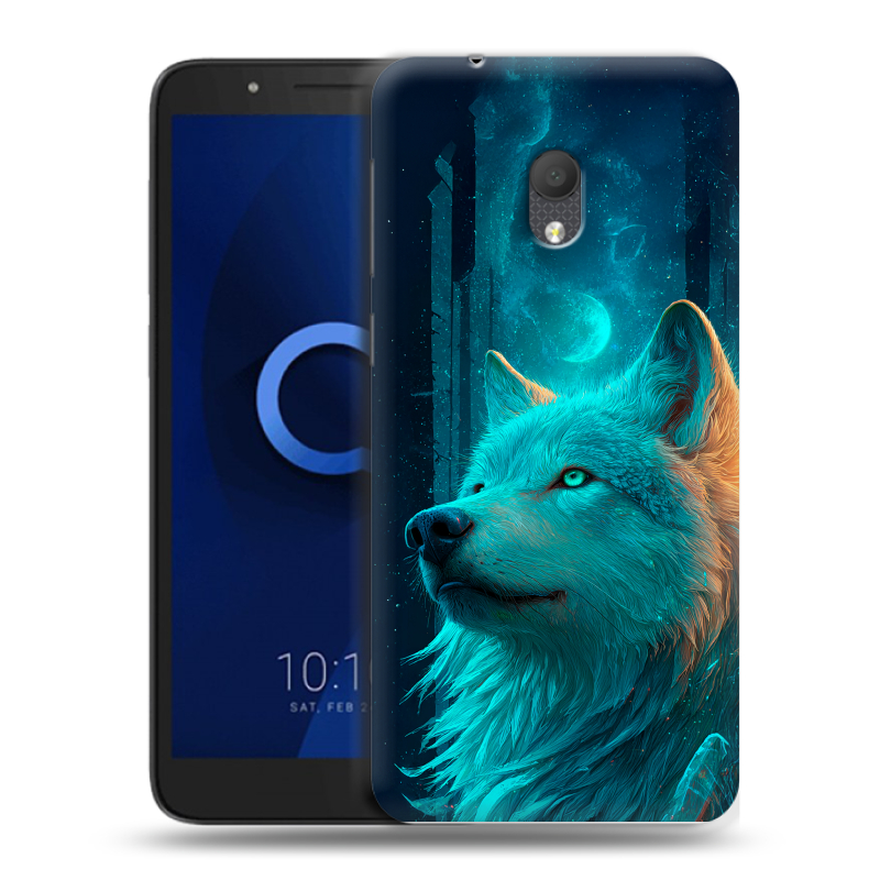 Силиконовый чехол на Alcatel 1C (2019) с принтом бабочки саккура Силиконовый чехол на Alcatel 1C (2019) с принтом бабочки саккура