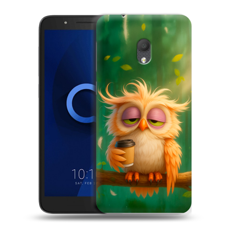 Силиконовый чехол на Alcatel 1C (2019) с принтом сова Силиконовый чехол на Alcatel 1C (2019) с принтом сова